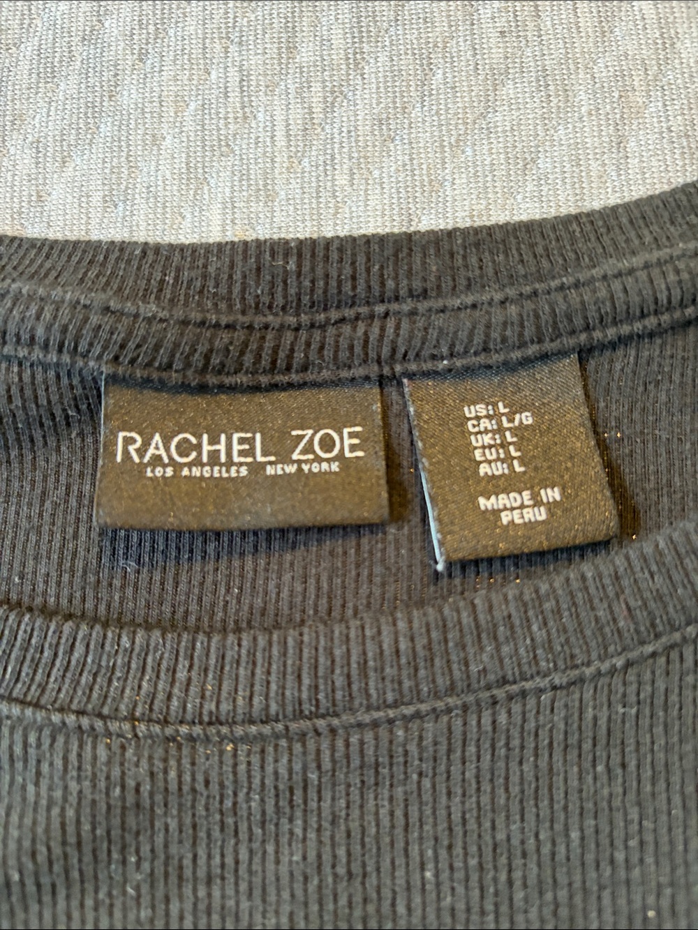 Black Ribbed Tee Large - Picture 2 of 3